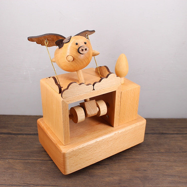 Flying Pig Wind-Up Music Box – Vintage Mechanical Melody Keepsake Gift