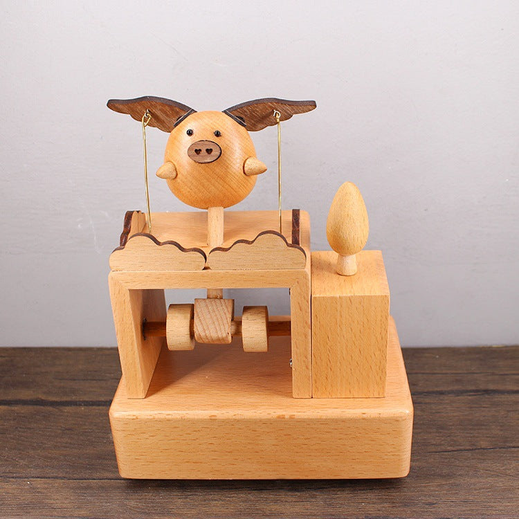 Flying Pig Wind-Up Music Box – Vintage Mechanical Melody Keepsake Gift