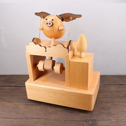Flying Pig Wind-Up Music Box – Vintage Mechanical Melody Keepsake Gift